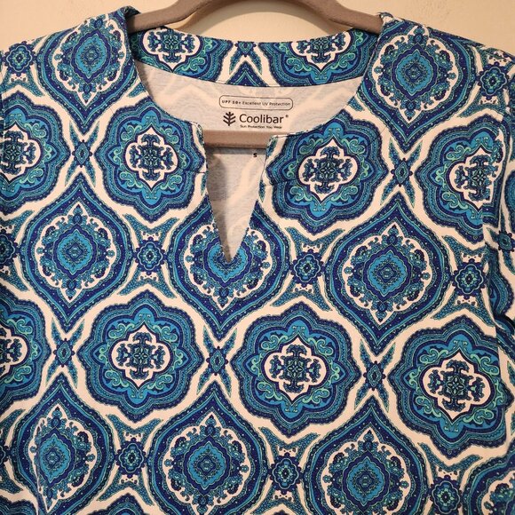 Coolibar sz S women Oceanside blue tunic dress with UPF 50 3/4 sleeve - Picture 3 of 10